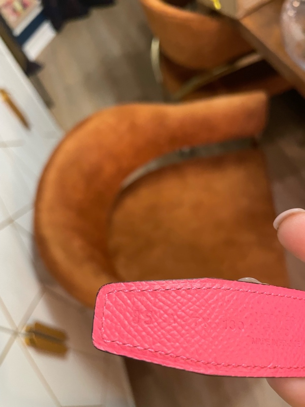 Hermès orange/pink duel sided leather belt - Picture 7 of 8